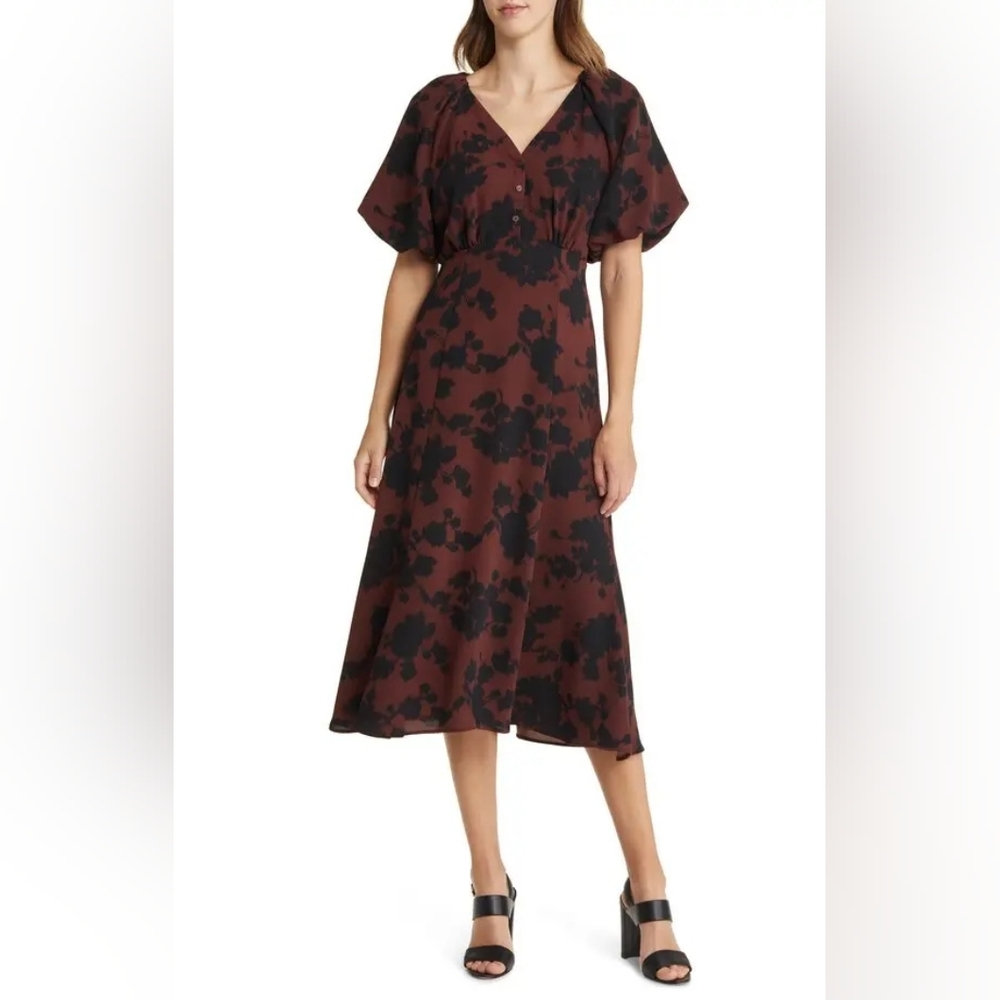 Nordstrom Puff Sleeve Midi Dress